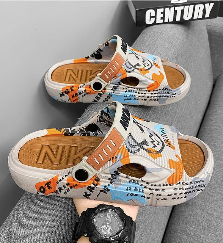 Summer Beach Sandals Man Outdoor Comfortable Rubber Slippers for Men Pvc Sale 2024 Style Eva Low Price Clappers Trend Fun Shoes
