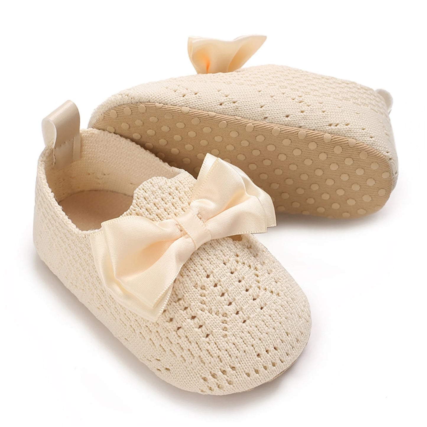 Cute Toddler Girl Knit Sandals with Bow Detail Lightweight Breathable Summer Shoes for Non-Slip Comfort