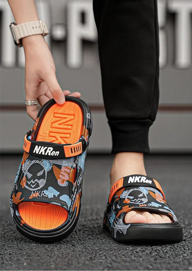 Summer Beach Sandals Man Outdoor Comfortable Rubber Slippers for Men Pvc Sale 2024 Style Eva Low Price Clappers Trend Fun Shoes