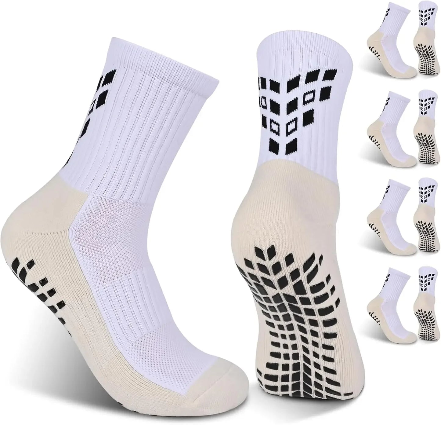 4 Pairs Non-slip Soccer Sports Socks Grip Football Basketball Socks Men Women 6-8.5 9-12