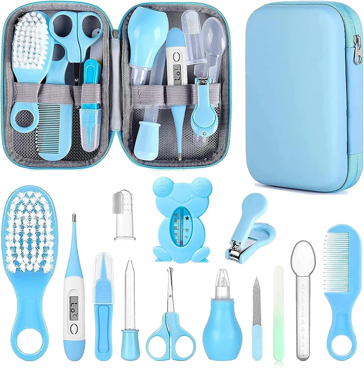 Baby Grooming Set Baby Safe Care Set with Brush Comb Nail Clipper Nasal Aspirator Newborn Essentials Set Unisex Baby Care Tools