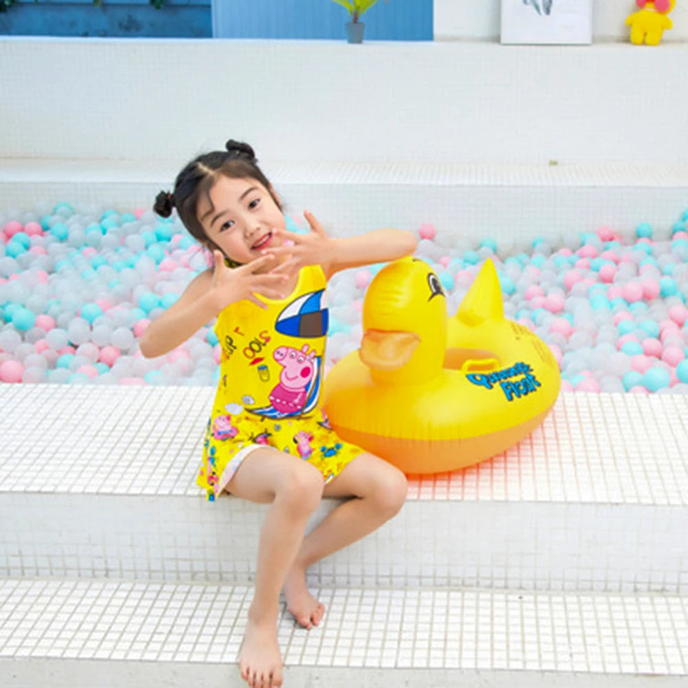 Inflatable Duck Swimming Ring with Handle Quacker Swimming Pool Ring PVC Floating Baby Swim Circle Kids Water Play Equipment