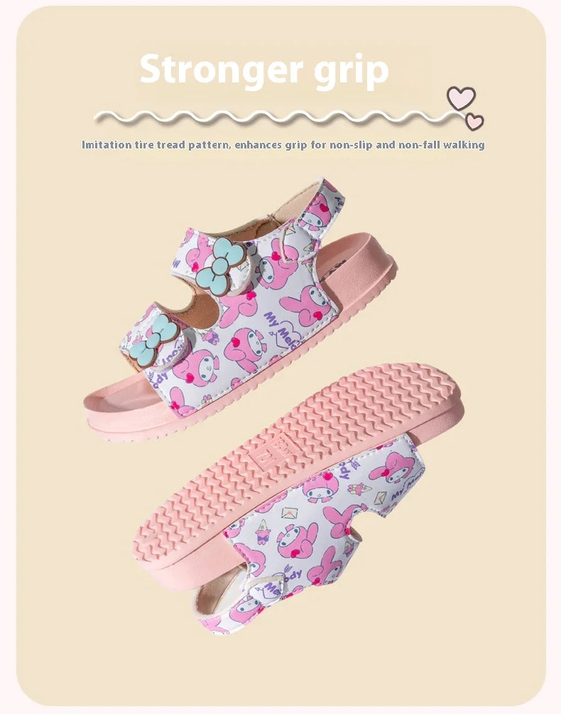 Girls Sanrio HelloKitty Sandals Kids Girls Spring Summer Little Kids Princess  Bow Fashion Teenage Shoes
