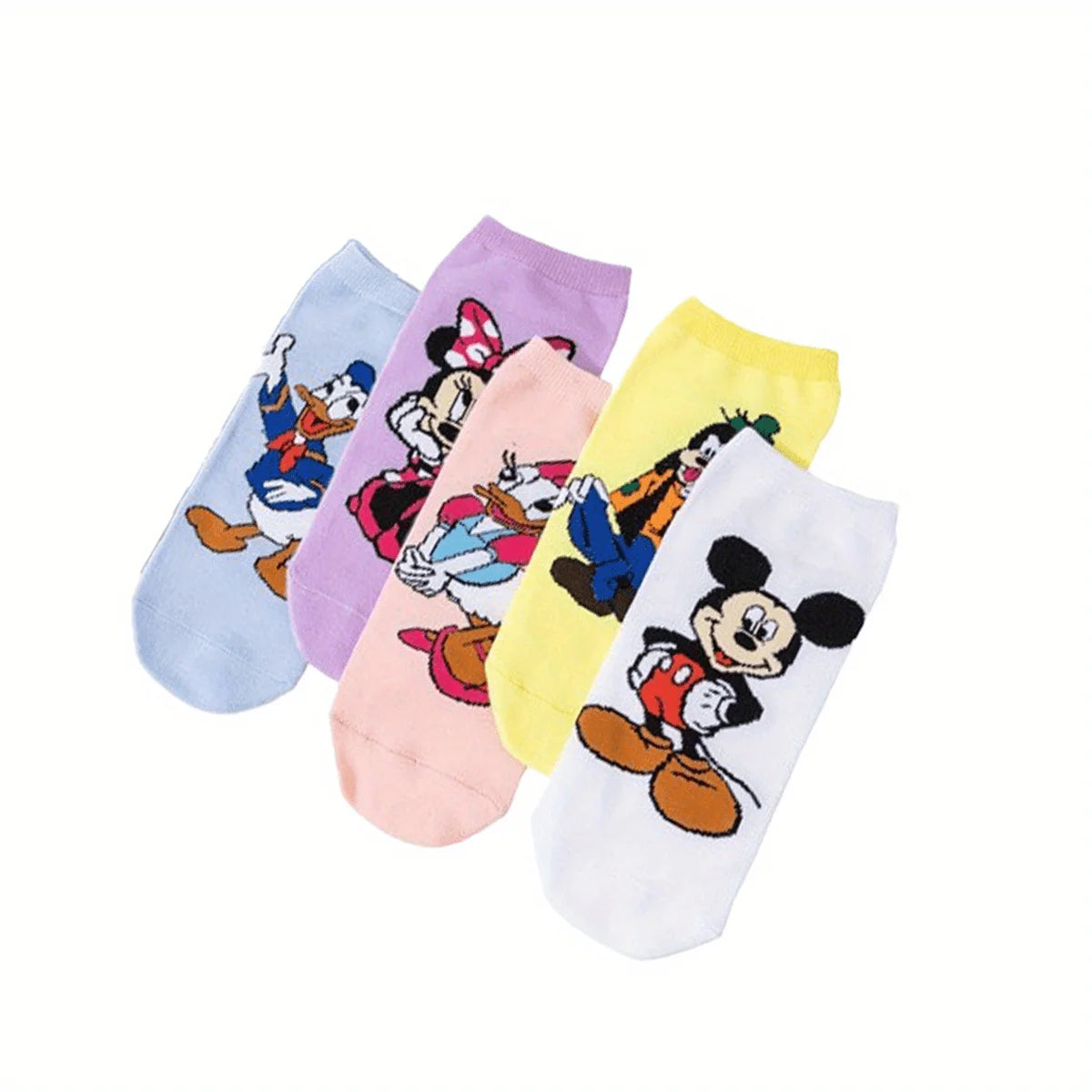 5pairs/set Disney Mickey Mouse Short Woman Socks Anime Donald Sweat Summer Cotton Girl Women's Boat Socks Ankle Low Female Sock