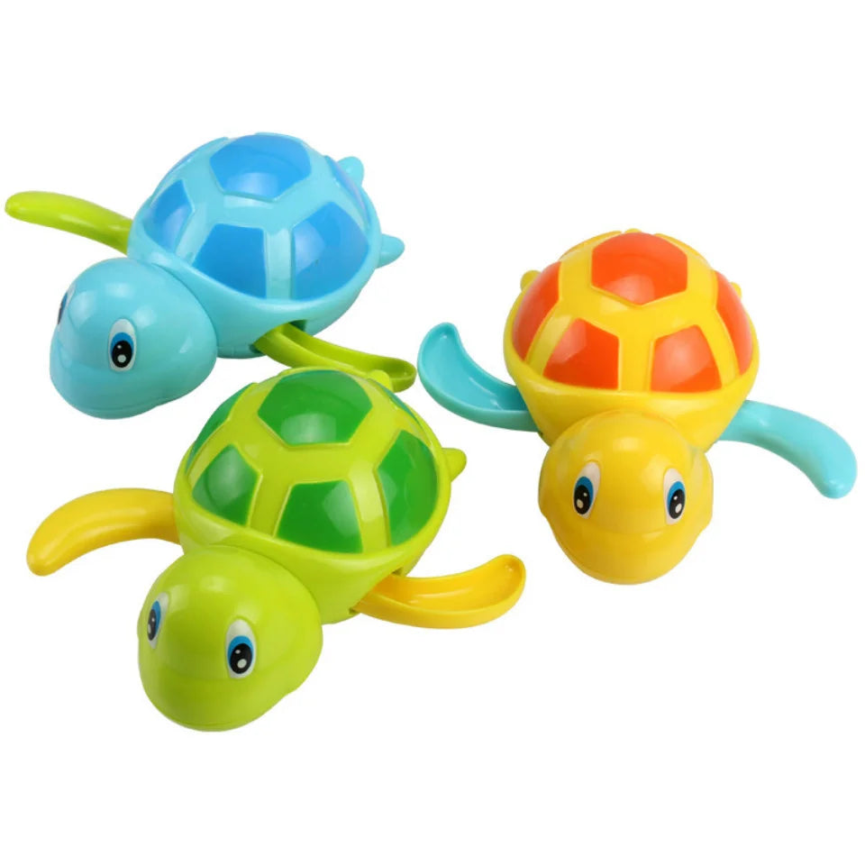 Cartoon Cute Tortoise Baby Water Bath Toys Classic Kids Infant Bathroom Mini Colorful Soft Floating Animals Figure Clockwork Toy