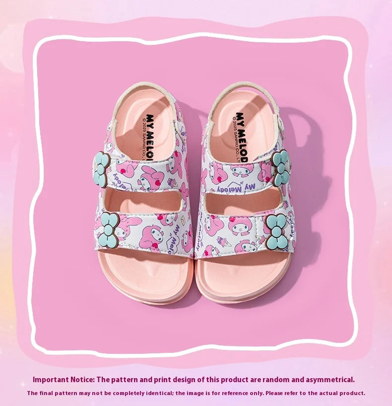 Girls Sanrio HelloKitty Sandals Kids Girls Spring Summer Little Kids Princess  Bow Fashion Teenage Shoes