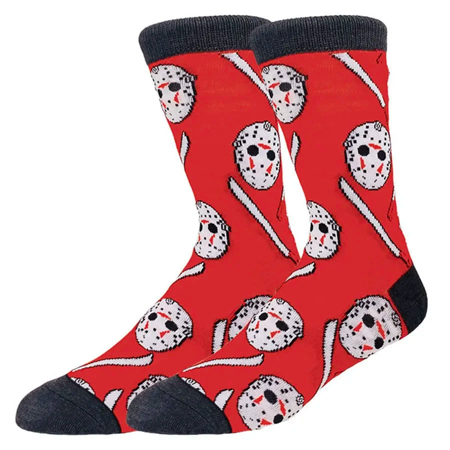 10/20Pairs random color Cartoon Anime Socks for Men Women Chucky Hip Hop Street Fashion Novelty Funny Casual Crew Socks