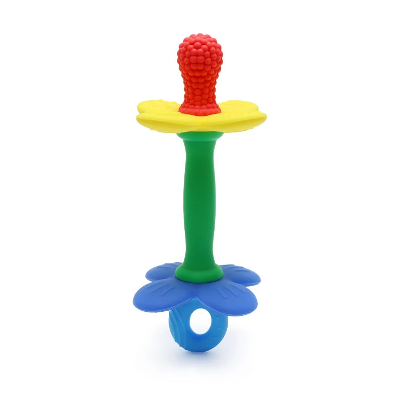 New 2 in 1 Baby Silicone Flower Teether - Safe & Soft Chewing Toy for Soothing Sore Gums, BPA-Free, Easy-to-Hold Teething toy