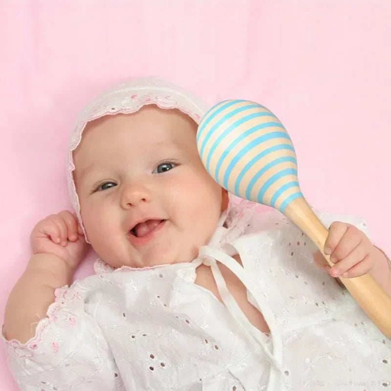 1PC New Fashion Practical Hot Wooden Maraca Wood Rattles Kid Musical Party Favor Child Baby Shaker Toy