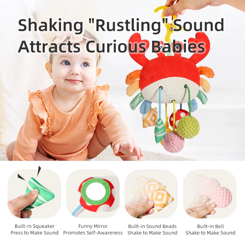 Silicone Crab Pull String Baby Teething Toy, Enhances Color Recognition, Hand-Eye Coordination, and Motor Skill, Birthday Gift