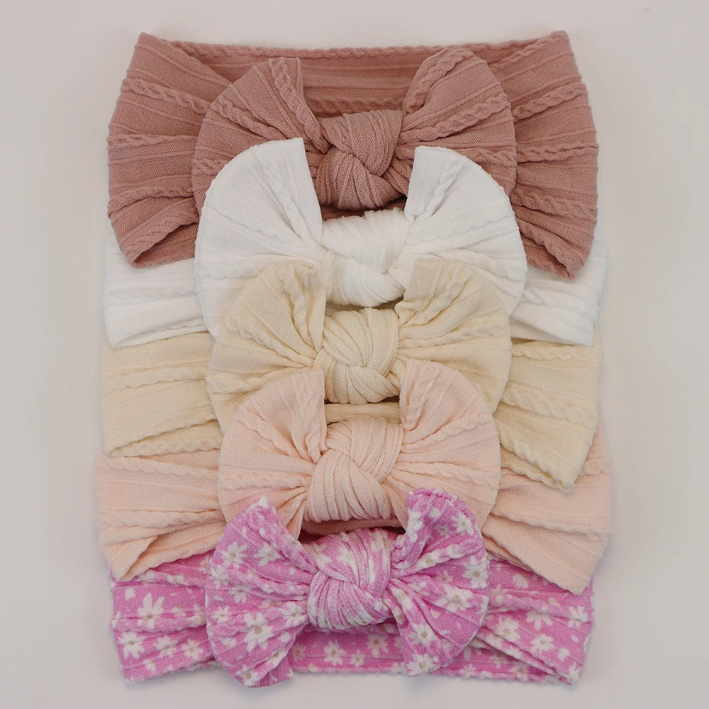 5Pcs Baby Bows Headbands Lot Elastic Knit Newborn Baby Girl Headband Set Children Turban Kids Hair Bands Baby Hair Accessories