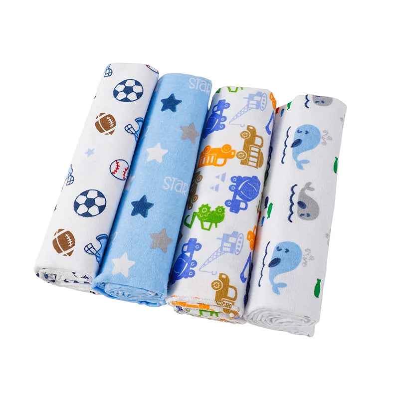 4Pcs/Lot 100% Cotton Muslin Flannel Baby Swaddles Soft Newborns Blankets Baby Blankets Newborn Muslin Diapers Baby Swaddle Wrap