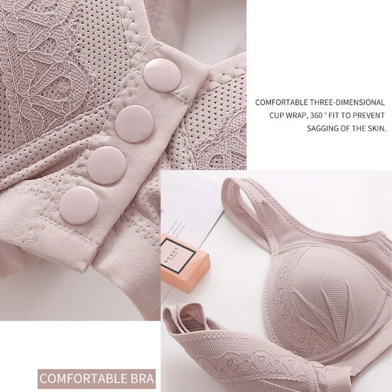 4 pieces of breathable light beige front - closure bras, charming ladies' front - closure bras, front - closure bras.