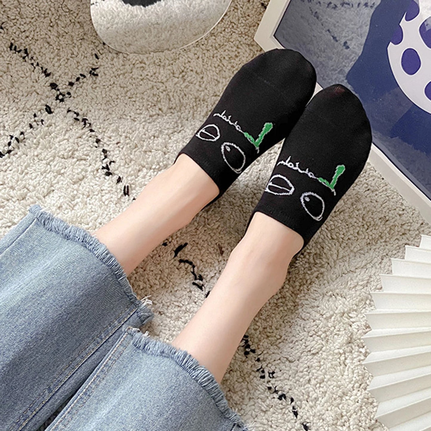 15 Pairs of Men WOMEN'S Cotton Socks, Casual Breathable Short Socks, and Girls' Cartoon Bear Low Cut Ankle Boat Socks