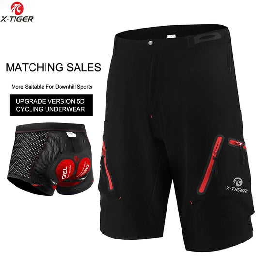 X-TIGER Mountain Bike Shorts Men's Summer Bicycle MTB Shorts Loose Fit Lightweight Outdoor Sports MTB Cycling Shorts