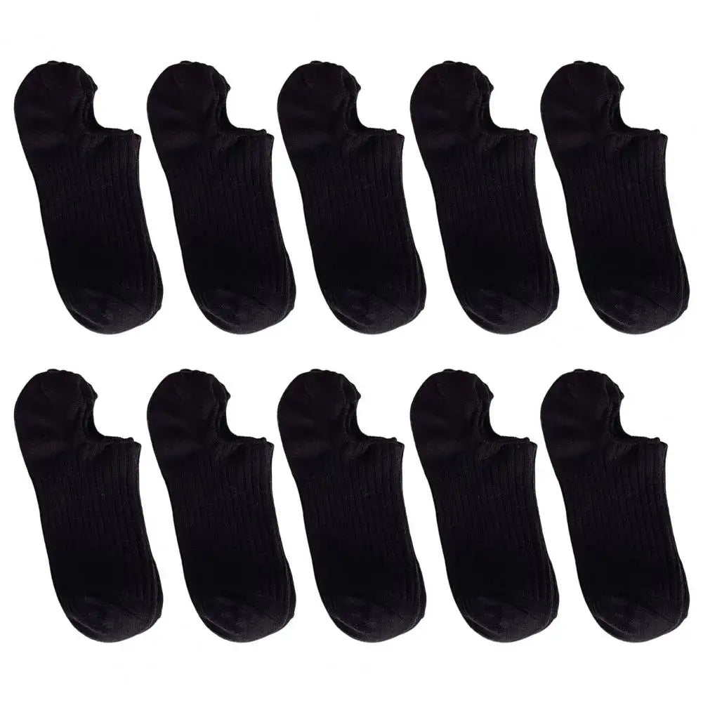 10 Pairs Thin Summer Socks Low-cut Invisible Socks Anti-slip Silicone Solid Color High Elasticity No Odor Daily Wear Outdoors Of