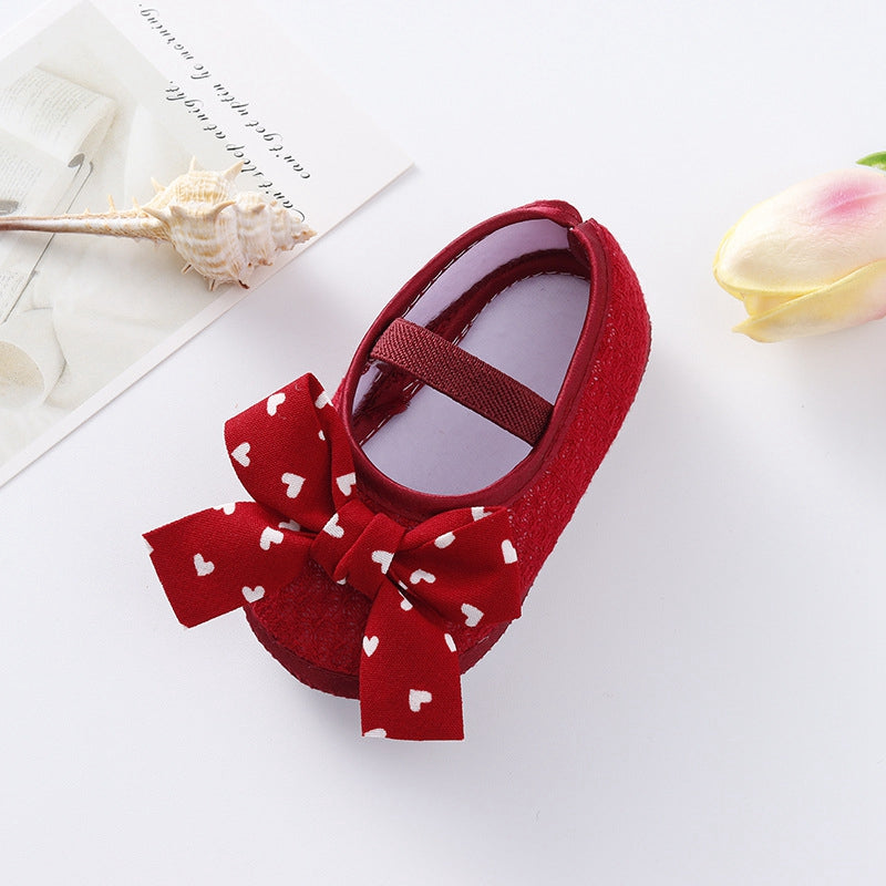 Cute Baby Girls Slip-On Shoes with Bow Detail Flexible Sole and Secure Elastic Band for Indoor and Outdoor Use