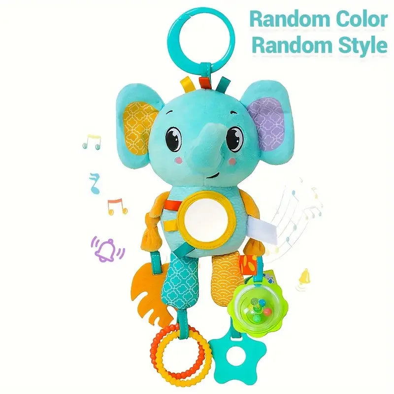 Crib Hanging Rattles Toys Baby Toys Cartoon Animal Spiral Hanging Toy with Ringing Bell Stroller Car Toys for Infant Newborn