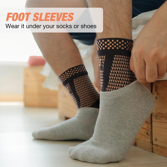 1Pair Copper Infused Ankle Support Compression Socks,Ankle Braces for Men Women,Ankle Compression Sleeves,Foot Support Wraps