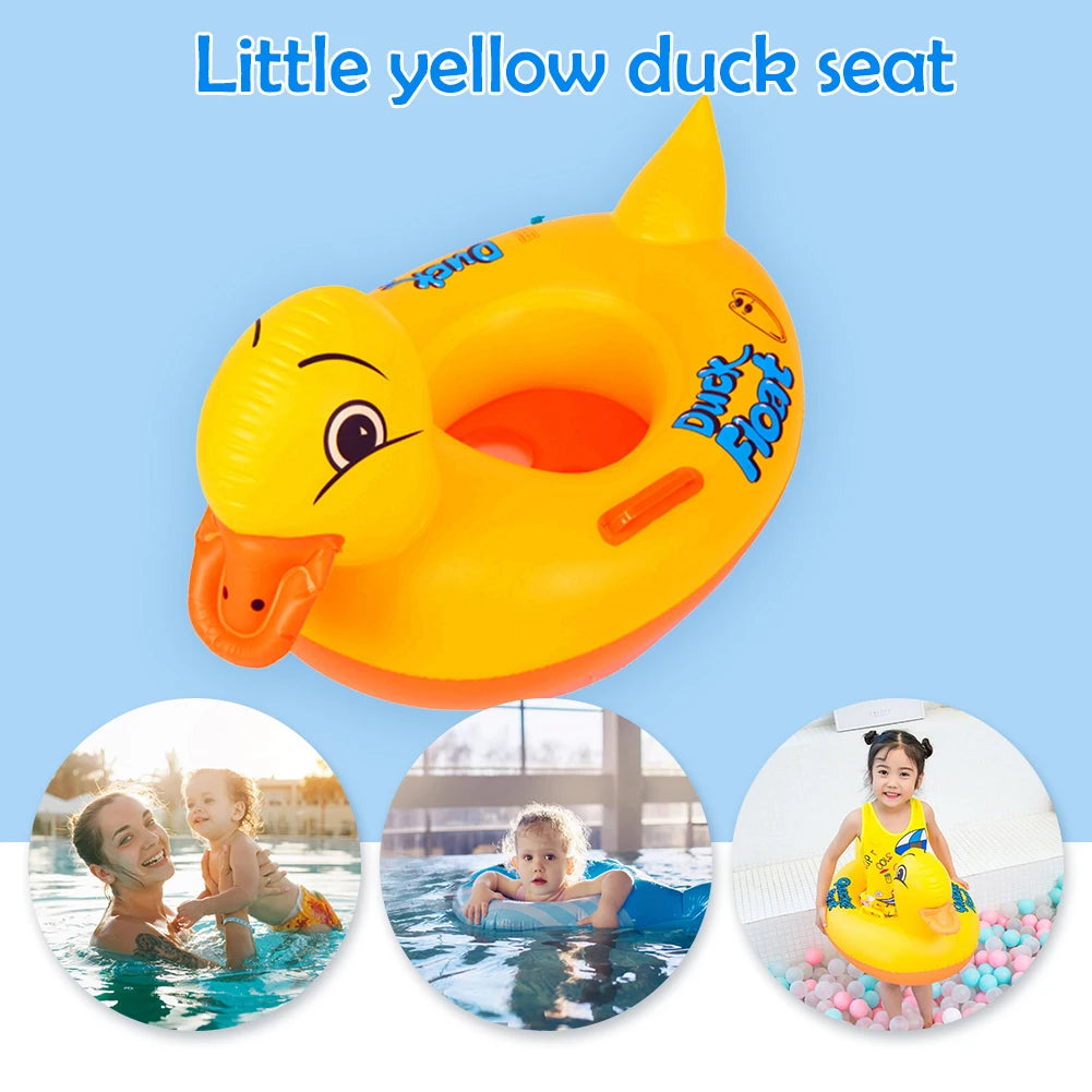 Inflatable Duck Swimming Ring with Handle Quacker Swimming Pool Ring PVC Floating Baby Swim Circle Kids Water Play Equipment