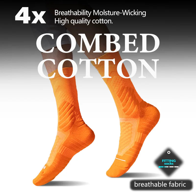 5 Pairs Men's Mid-Calf Athletic Crew Socks Arch Support Compression Outdoor Sports Socks for Running Gym Fitness