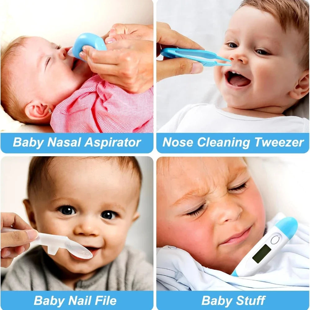 Baby Grooming Set Baby Safe Care Set with Brush Comb Nail Clipper Nasal Aspirator Newborn Essentials Set Unisex Baby Care Tools