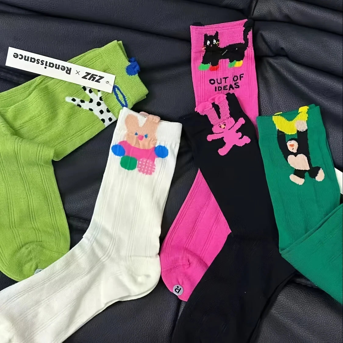 5 Pairs Cartoon Pattern Crew Socks For Men Women Are Comfortable And Breathable, Suitable For Gifts, Parties And Daily Wear
