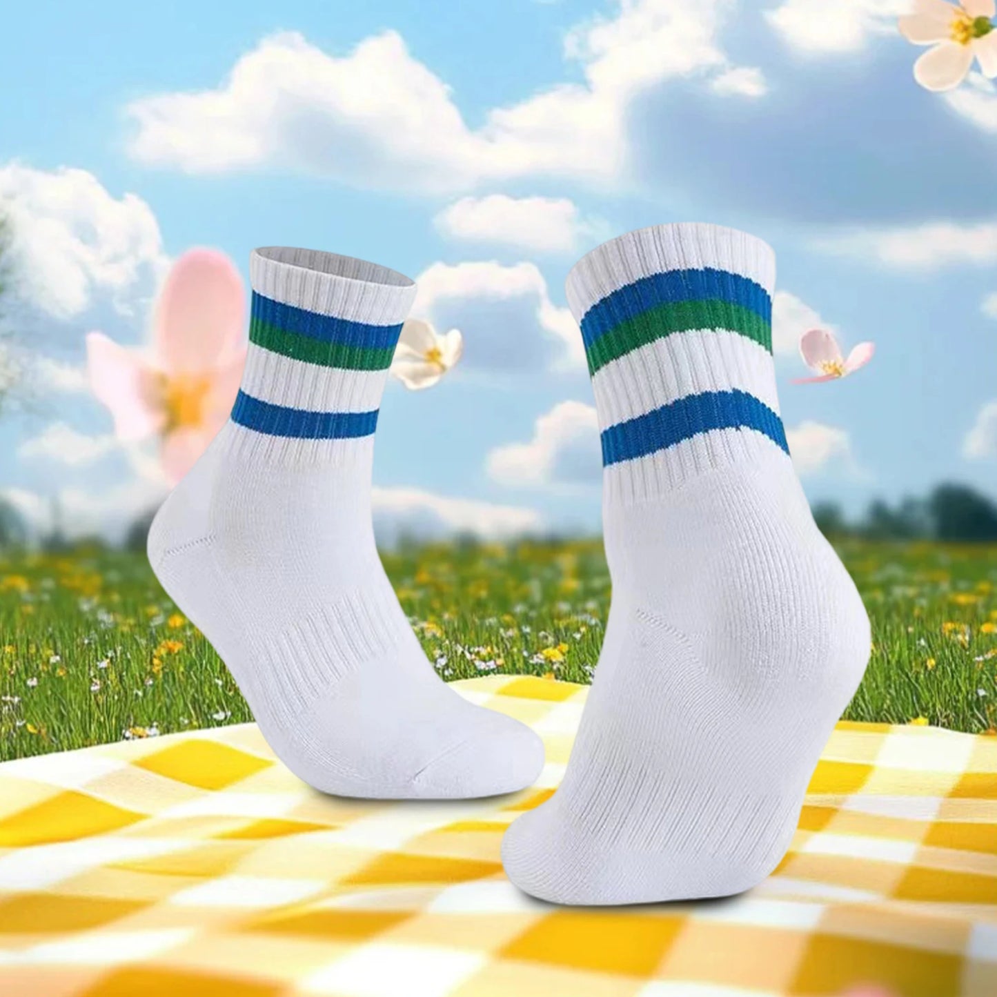 Colorful Compression Socks for Men Women Breathable Moisture-Wicking Athletic Socks with Rainbow Stripes Outdoor Sports Ankle