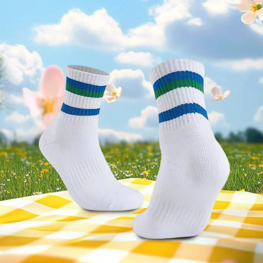 Colorful Compression Socks for Men Women Breathable Moisture-Wicking Athletic Socks with Rainbow Stripes Outdoor Sports Ankle