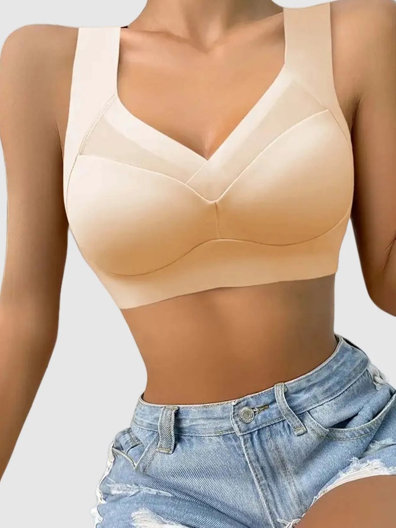 6 pieces of women's plus size wireless sports bra, high elasticity and slim shaping cup - no steel rim, side breast coverage, ga