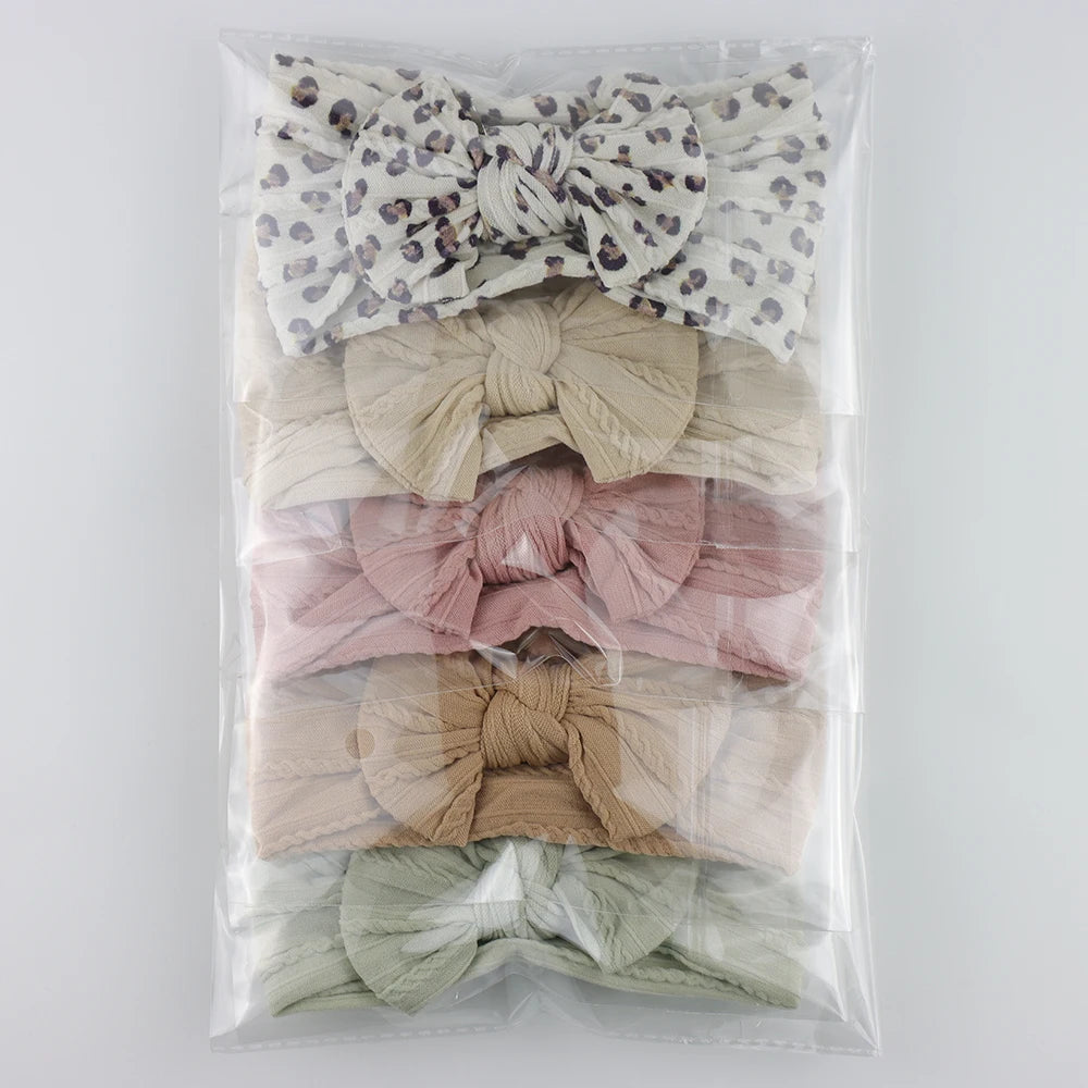 5Pcs Baby Bows Headbands Lot Elastic Knit Newborn Baby Girl Headband Set Children Turban Kids Hair Bands Baby Hair Accessories