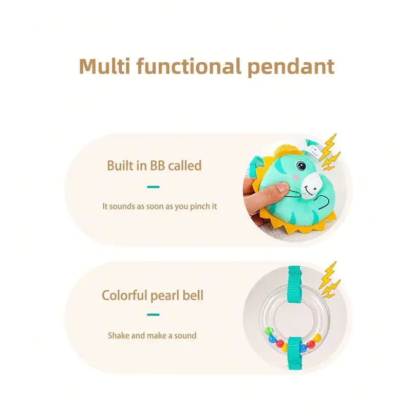 Crib Hanging Rattles Toys Baby Toys Cartoon Animal Spiral Hanging Toy with Ringing Bell Stroller Car Toys for Infant Newborn