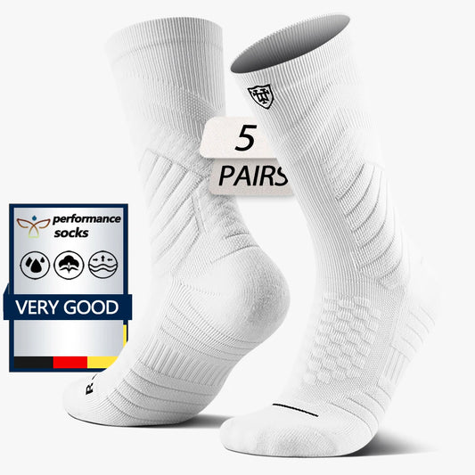 5 Pairs Men's Mid-Calf Athletic Crew Socks Arch Support Compression Outdoor Sports Socks for Running Gym Fitness