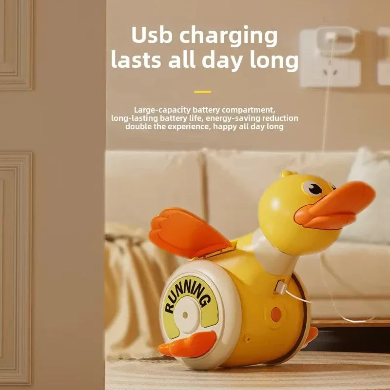 Infant Rotating Duck Baby Toy Sensory Crawling Dancing Running Tummy Time Learning Walking Gift for Boys & Girls