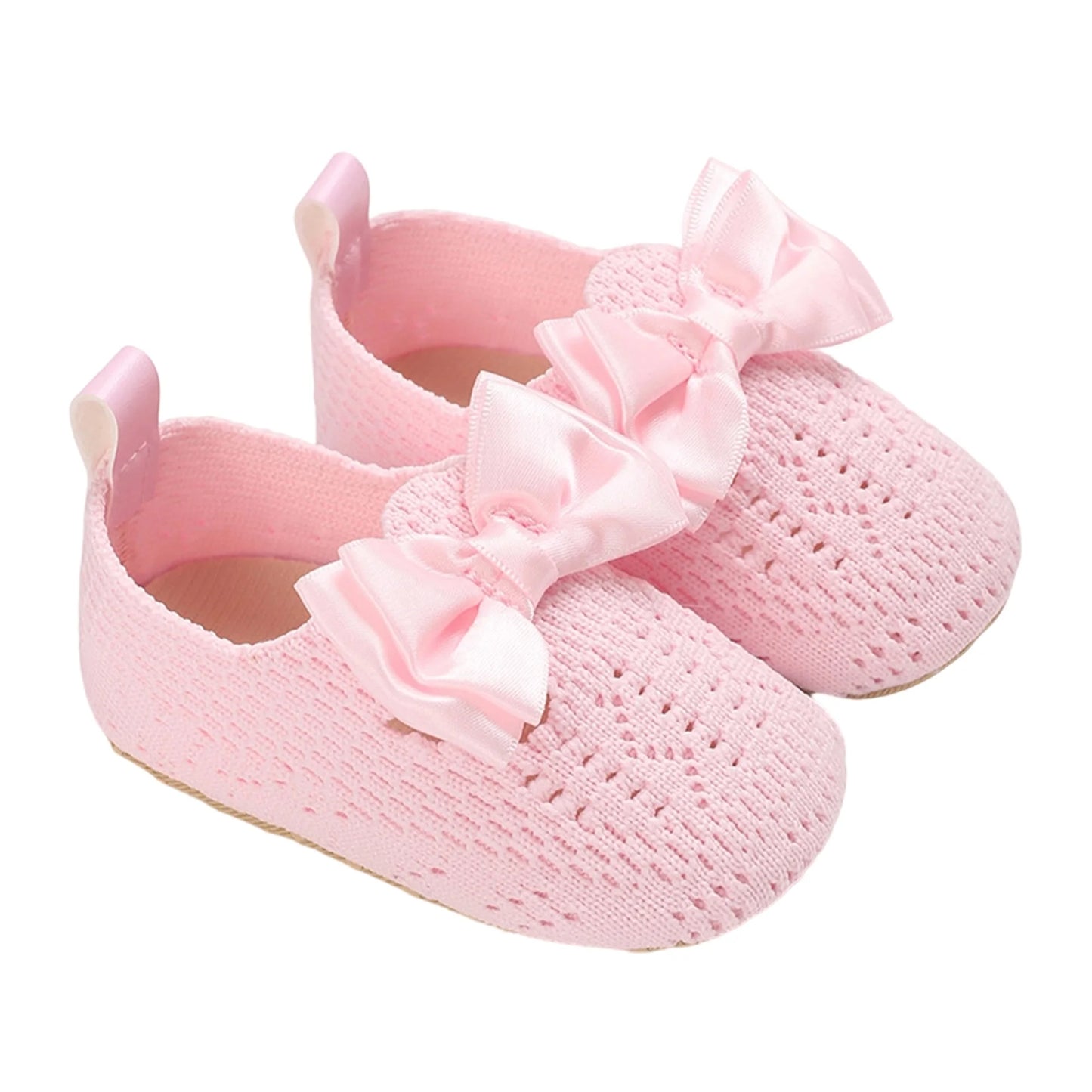 Cute Toddler Girl Knit Sandals with Bow Detail Lightweight Breathable Summer Shoes for Non-Slip Comfort