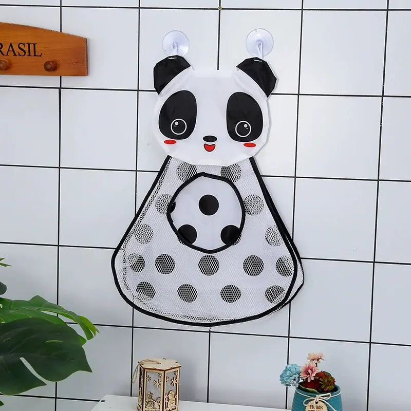1pcs Cute Duck Tiger Frog Panda Bath Toys Mesh Net Storage Bag Strong Suction Cups Bath Game Bag Bathroom Organizer Water Toys