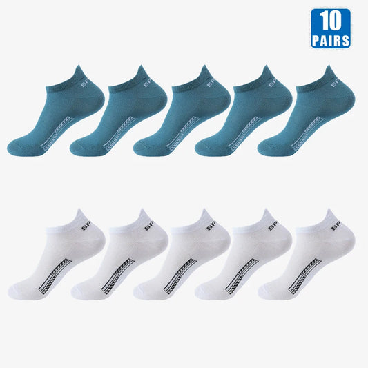 5/10 Pairs Cotton Men's Short Socks Crew Ankle Breathable Mesh Sports Casual Women Summer Low-Cut Thin Sock for Male