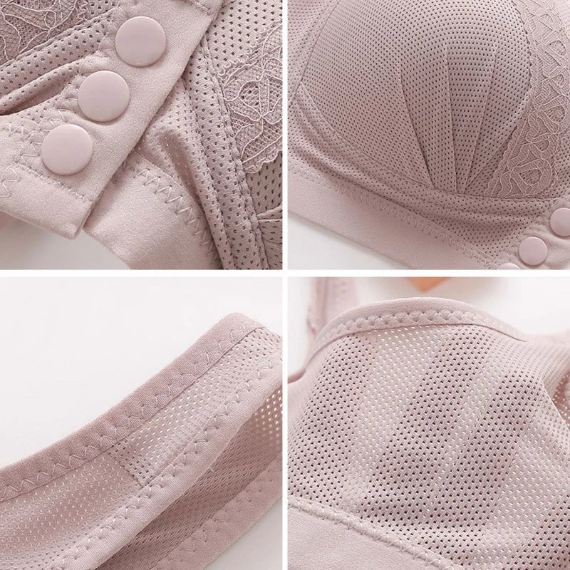 4 pieces of breathable light beige front - closure bras, charming ladies' front - closure bras, front - closure bras.