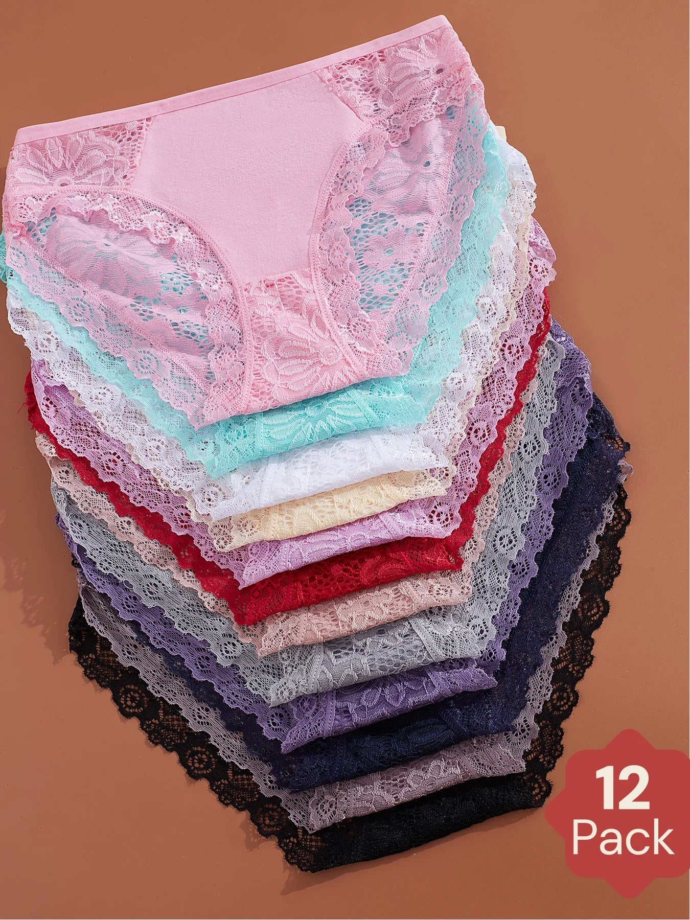 12-piece set, sexy women's underwear, smooth invisible underwear, women's lace bikini, light and playful low-waist women's under