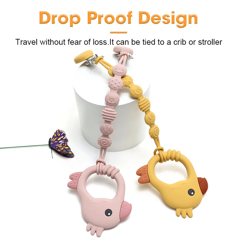 2015 New Design Colorful Parrot Teether - Food-Grade Silicone Baby Teething Toy (BPA-Free) baby teether