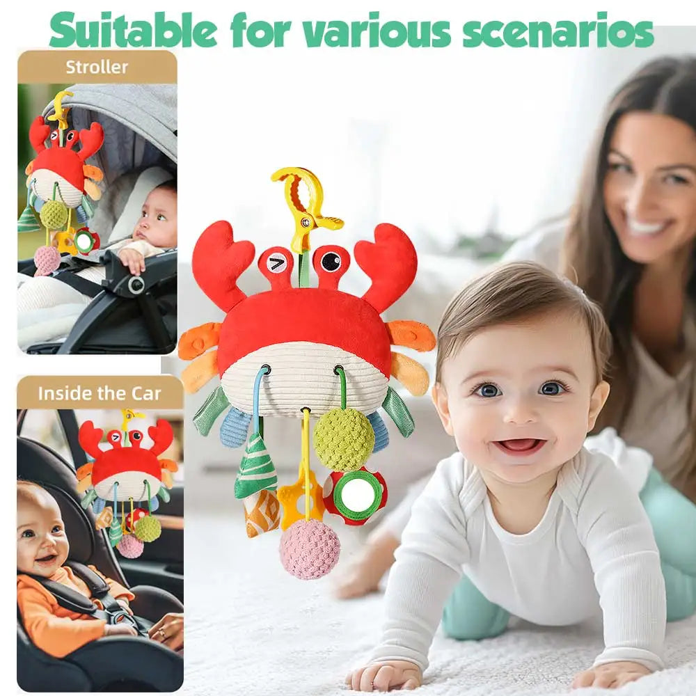 Silicone Crab Pull String Baby Teething Toy, Enhances Color Recognition, Hand-Eye Coordination, and Motor Skill, Birthday Gift