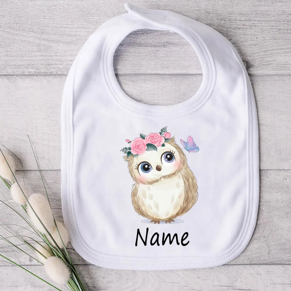 Personalized Baby Bibs Custom Name Toddler Bib Cute Animal Print Infant Bibs Newbron Shower Gift Boys Girls Bib Baby Burp Cloths