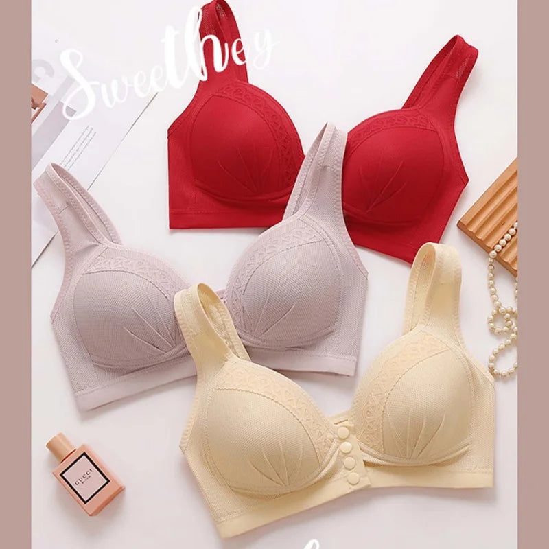 4 pieces of breathable light beige front - closure bras, charming ladies' front - closure bras, front - closure bras.