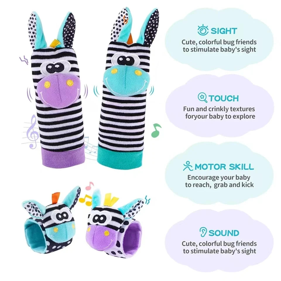 Baby Infant Wrist Rattle Socks Toys 0-12 Month Girl Boy Learning Toy Early Educational Development Cute Toddlers Sensory Gifts
