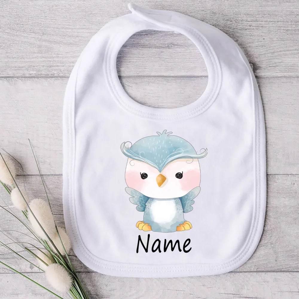 Personalized Baby Bibs Custom Name Toddler Bib Cute Animal Print Infant Bibs Newbron Shower Gift Boys Girls Bib Baby Burp Cloths