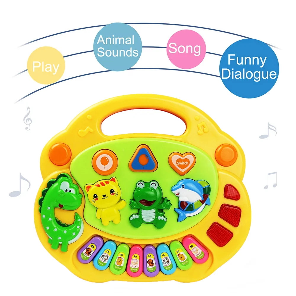 Kids Cartoon Piano Keyboard Game with Flashing Light Music Animal Sounds Baby Instrument Music Toys Educational Toys Kids Gifts