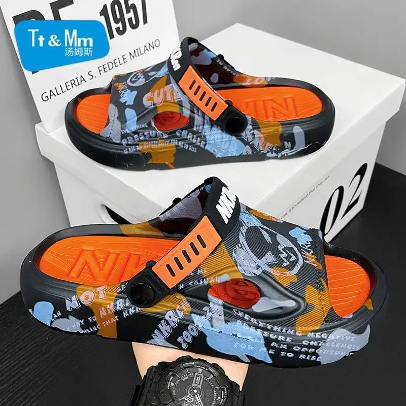 Summer Beach Sandals Man Outdoor Comfortable Rubber Slippers for Men Pvc Sale 2024 Style Eva Low Price Clappers Trend Fun Shoes