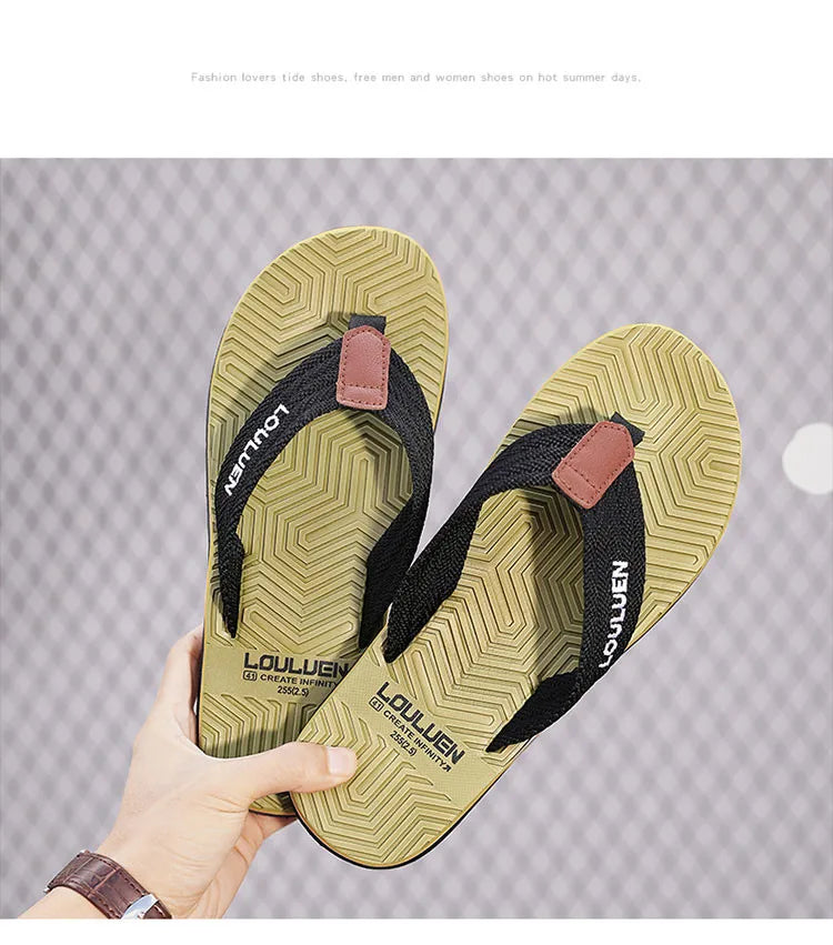 Fashion Green Flip Flops Man Slides Lightweight Soft Flat Slippers For Men Outdoor Non-Slip Beach Slippers Man Summer Flip Flops