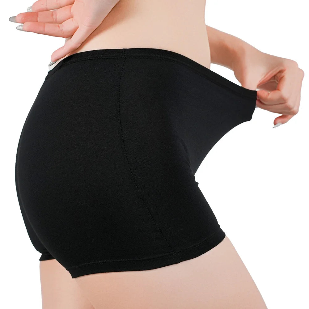 1pc Womens Cotton Safety Shorts Black Soft Four Corner Panties Comfy Fit Girls Under Skirt Anti Emptied Short Pants Large Size