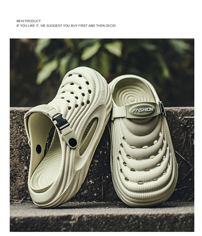 2025 Unisex Summer Slippers Men Clogs Platform Women Beach Sandals Outdoor Casual Non-slip Footwear Men Sandals